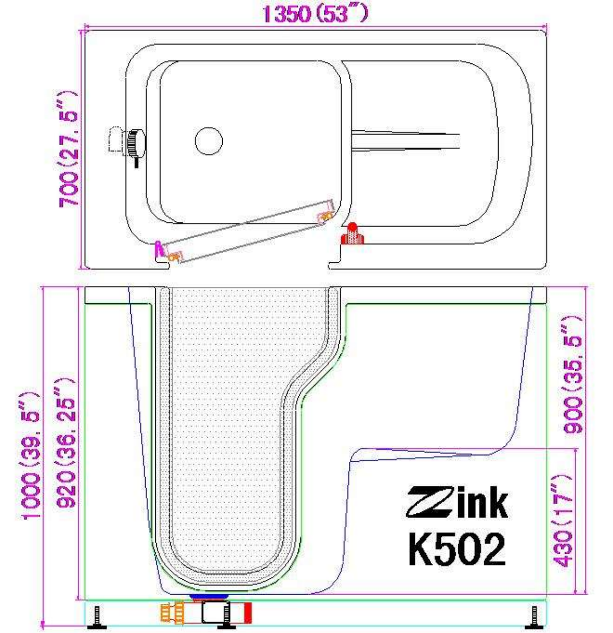 د زینک ایر هایدرو جټ شوي مساج لاسرسي غیر فعال حمام ټب (1)
