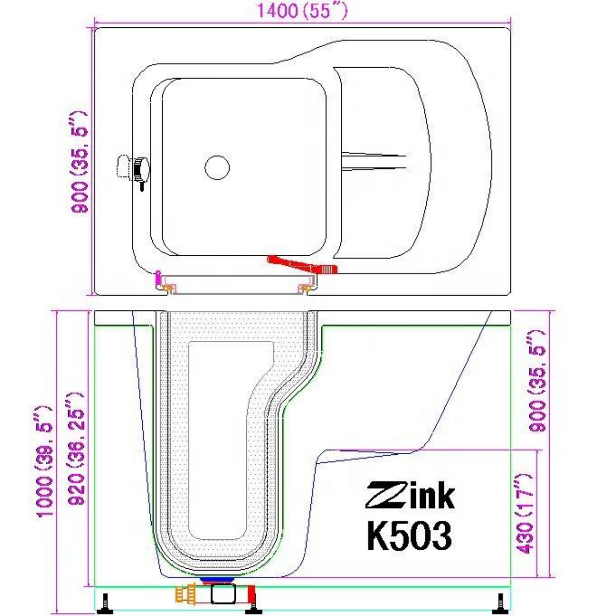 Zink Adults Skin Spa Machine Walk-In Tub Shower Combo With Seat (5)