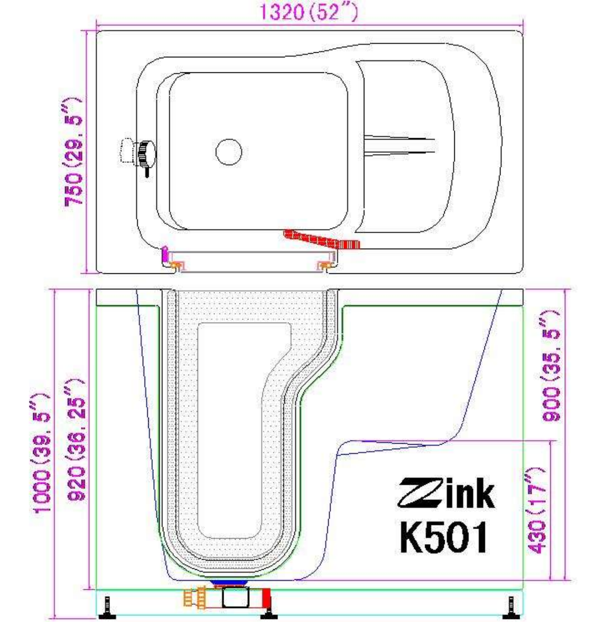 Zink Walk-in bathtub for seniors (3)